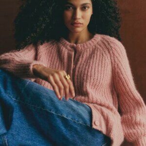 Sezane Emile Cardigan Mottled Pink